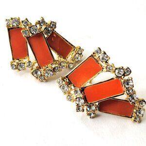 Orange Rectangle Small Earrings Mini Earrings